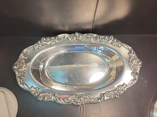 Good American Lunt Silver Plate A 15 Shape Serving Bowl Dish 13.5" l., Heavy - Picture 4 of 12
