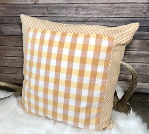 Pottery Barn Plaid Button Cotton 20 Throw Pillow With Insert