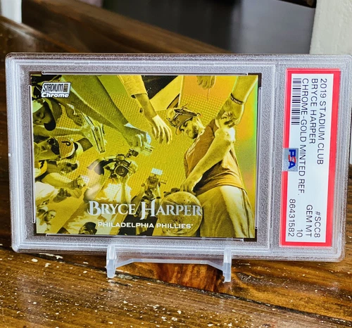 2019 Bryce Harper PSA 10 Gold Minted Refractor 1st Phillies Card Stadium Club