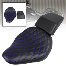 Blue Line Driver Passenger Pillion Seat Fit For Harley Fat Boy FLSTF 2007-2017