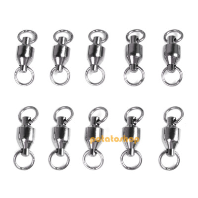 50pcs Size #0 Spinner Bait Ball Bearing Swivels With 2 Split Rings Nickel Color