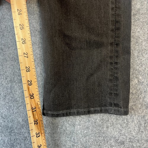 7 For All Mankind Slimmy Jeans Mens 31 32 Slim Straight Dark Wash Grey Whiskers - Picture 5 of 13