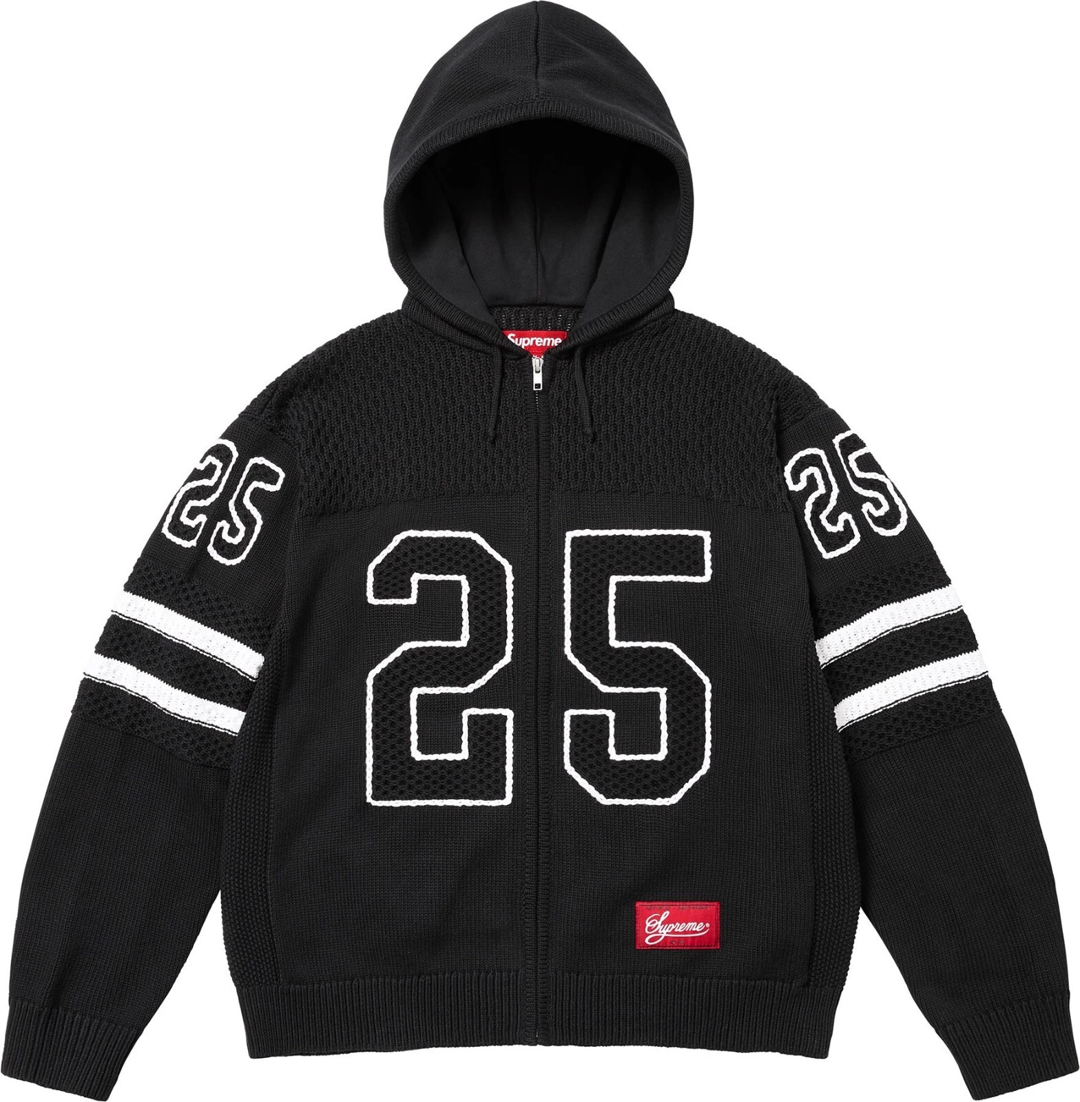 Pull tricoté à capuche coton zippé Supreme SS25 Sport noir taille XL neuf EN MAIN