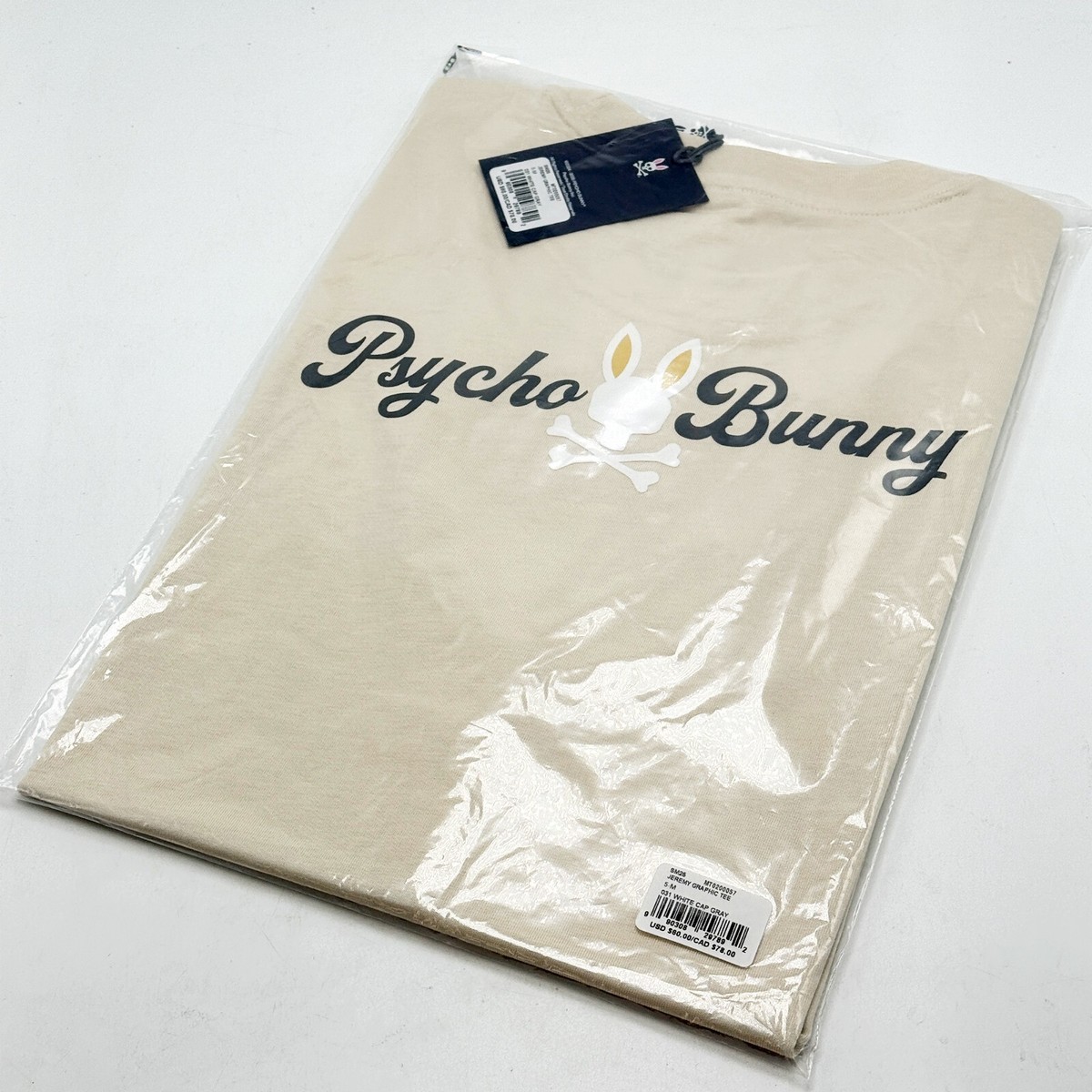 NEW* Men Psycho Bunny Jeremy Graphic Tee WHITE CAP GREY (MT0200057