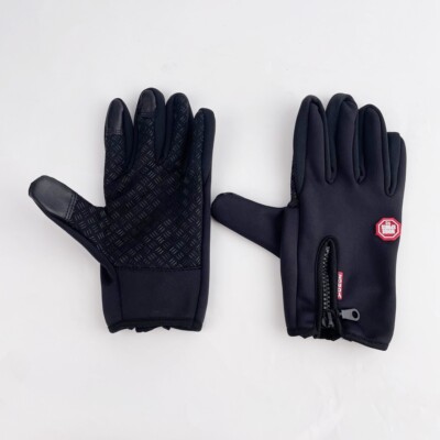 Women's Winter Black Anti-slip Touch Screen Thin Fleece Outdoor Gloves - Size M