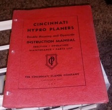 1945 Cincinnati Ohio Hypro Planers INSTRUCTION MANUAL BOOK Operation Parts List