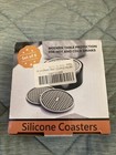 Set of 6 Silicone Drinks Coasters Non-Slip Cup Mat Pad With Holder Round Rubber