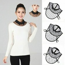 Damen Spitze Durchsichtig Falscher Kragen Halb Hemd Bluse Pulli Revers Halskette
