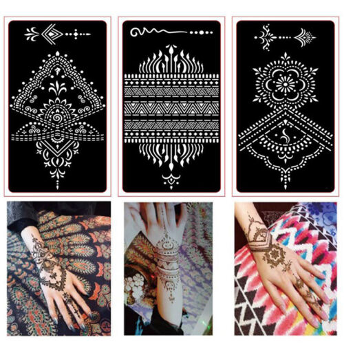 Plantilla de henna autoadhesiva tatuaje temporal mano arte corporal pintura 。 - Imagen 1 de 25
