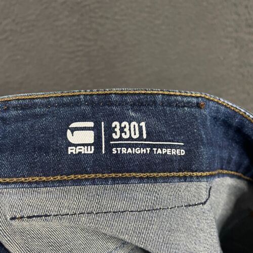 G Star Jeans Herren 35x30 Blau 3301 Straight Tapered Fit Dark Wash Stretch Denim - Bild 7 von 18