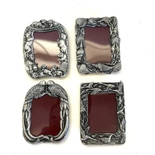 VTG Arthur Court pewter mini picture frame set Of 4 1990 Dogs Shells Birds Boxed