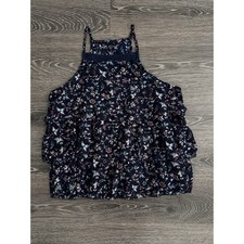 Abercrombie Fitch Tiered Ruffle Tank blue floral