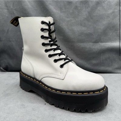 Dr. Martens Jadon Platform Boots Women s US 8 White Smooth Leather Side Zip