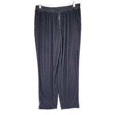 Boden Velour Pull On Pant 10 Women Gray Wide Leg Elastic Waist Casual Loungewear