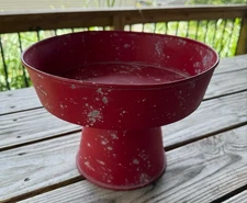RAGON HOUSE Pedestal Riser Bowl Chippy Red 9” H x 12” W Farmhouse Primitive NEW