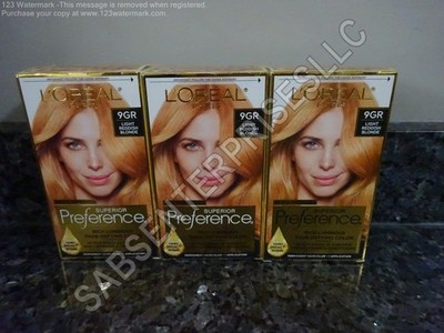 3 L'Oreal Paris Superior Preference #9GR LIGHT REDDISH BLONDE Permanent Hair Dye