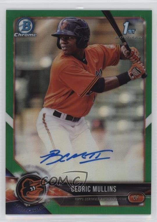 2018 Bowman Chrome Prospect Green Refractor 52/99 Cedric Mullins Auto 00k7