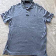 Ralph Lauren Polo Shirt Mens M Light Blue Cotton Golf Short Sleeve Preppy