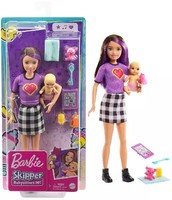 887961909357 Barbie Skipper. GRP11 Lalka Opiekunka + Bobas I Akcesoria Barbie