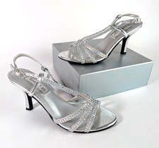 Touch Ups by Heels Lyric Silver Size 5M --Embellished 2.5" Heel Shoes