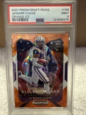 2021 Panini Prizm Draft Picks All-American Orange Ice Ja'Marr Chase RC PSA 9