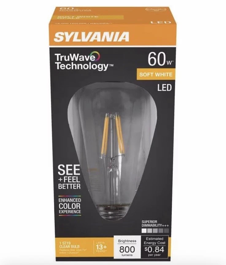 Sylvania 40772 Indoor/Outdoor Soft White 800 lm. ST19 E26 Dimmable LED Bulb 7W - Image 3 of 4