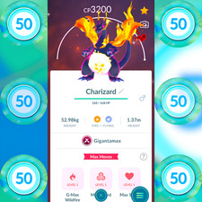 Shiny Gigantamax Charizard Level 50  Max Moves Unlock  Pokemon Tr-de Go  