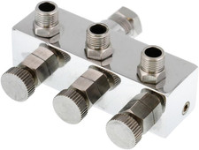 3-Way Metered Airbrush Manifold - Individual Airflow Control - 1/4" BSP Inlet, 3
