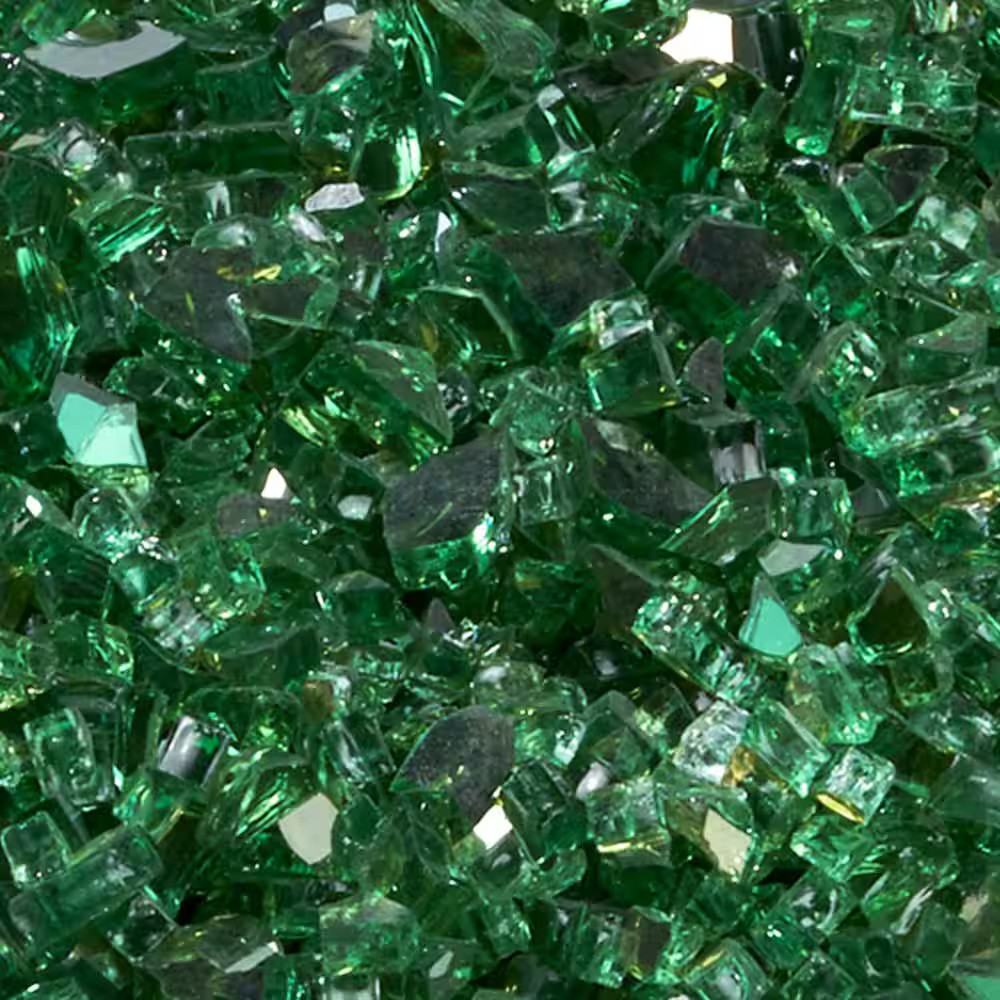 1/4 In. Reflective Emerald Fire Glass - 10 Lb, Modern Gas Log Replacement, Tempe