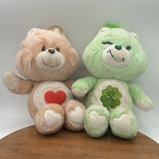 Vintage L 80s 1983 Kenner Care Bears 13" Good Luck Shamrock green Pink Loving