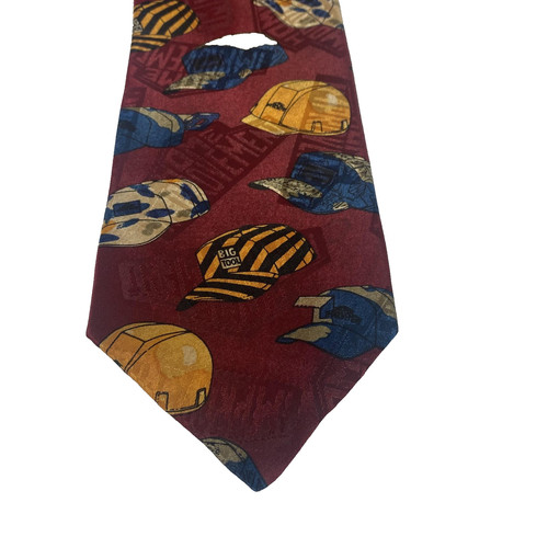 Vintage Home Improvement Tie Mens Burgundy Tim's Work Hats Tools Made USA 90s