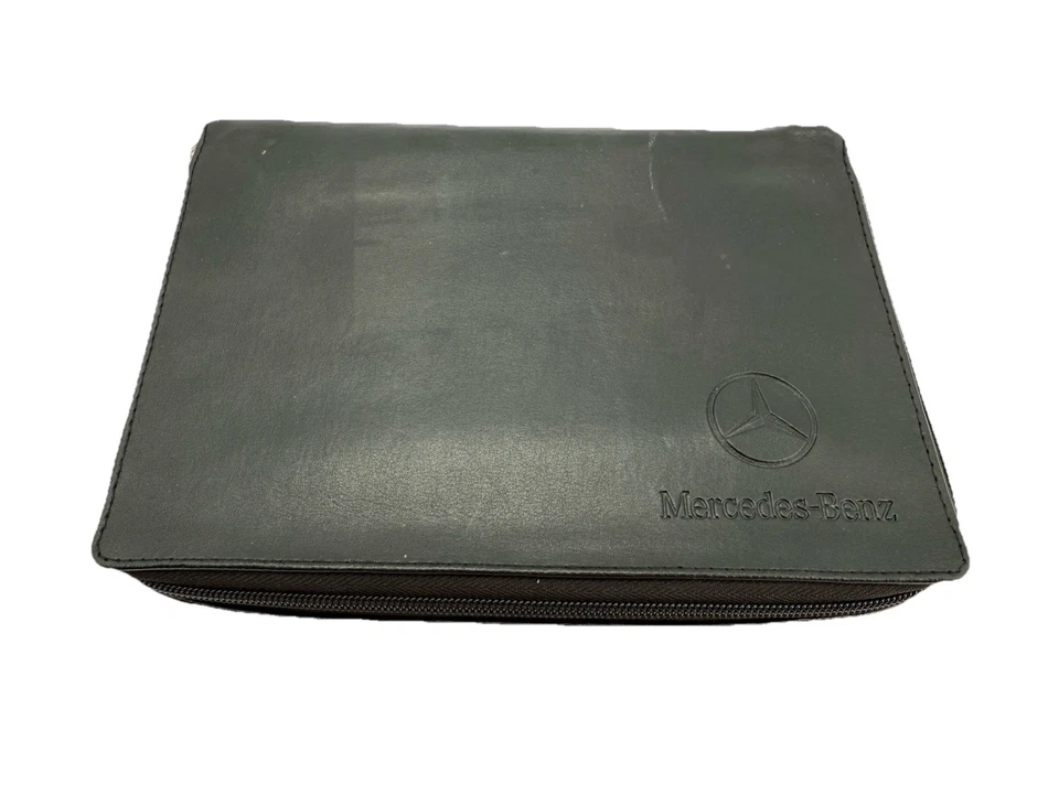 Mercedes Benz C350 Estuche Manual Propietario Cuero Negro Genuino Cremallera Alrededor Foto 2 de 4