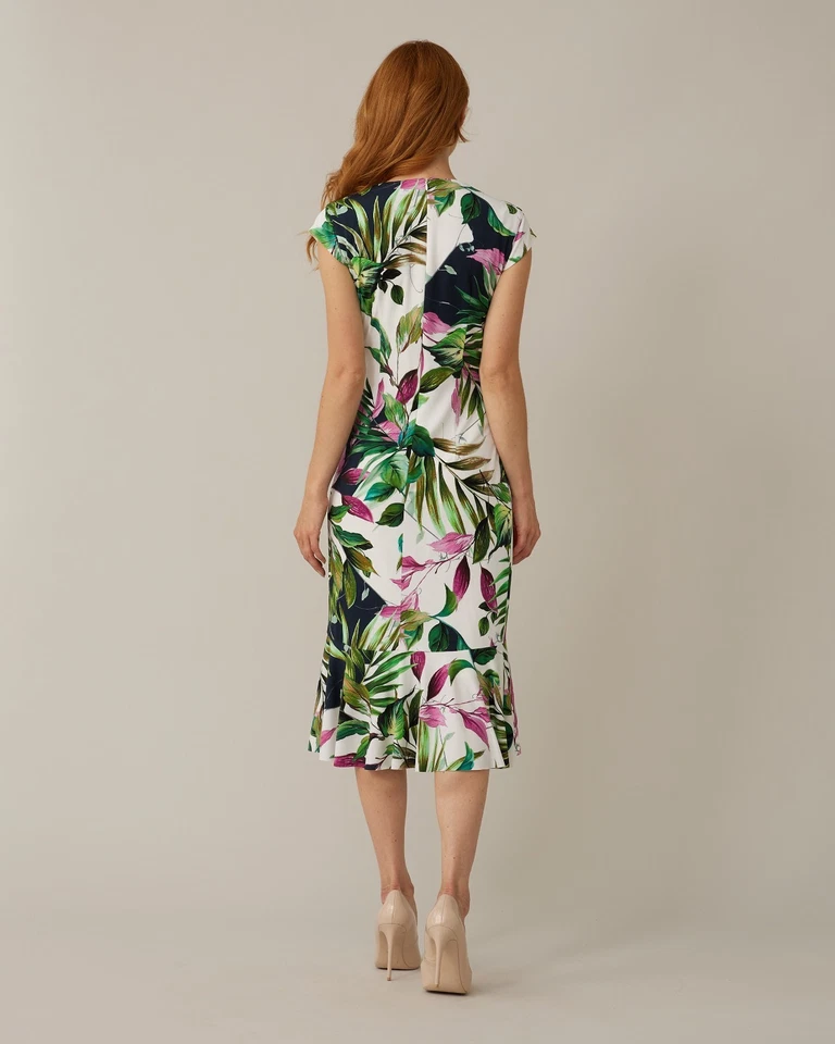 Vestido Joseph Ribkoff Signature Tropical Floral Imitación Envolvente Talla 8 Nuevo con Etiquetas Foto 2 de 4