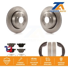 [Rear] Disc Rotors Ceramic Pads & Parking Brake Shoes Kit For BMW 530i 525i 528i