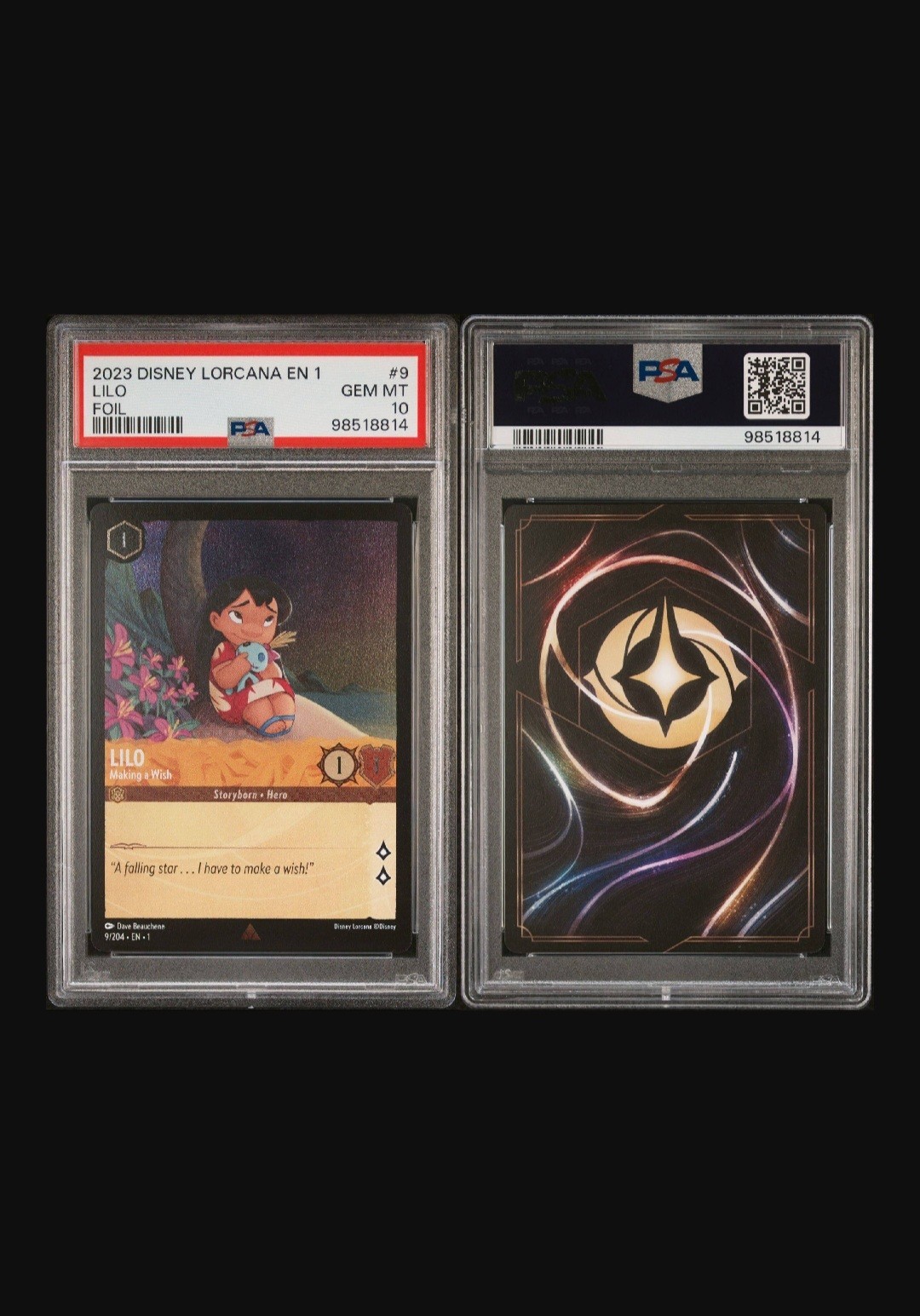 Disney Lorcana Lilo - Making a Wish The First Chapter Cold Foil PSA 10 9/204