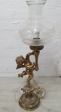 Vintage Brass Metal Ornate Cherub Angel Table Lamp 85cm Tall - S70