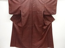 7733029: JAPANESE KIMONO / ANTIQUE ENSEMBLE KIMONO / SILK / TSUMUGI / WOVEN GEOM