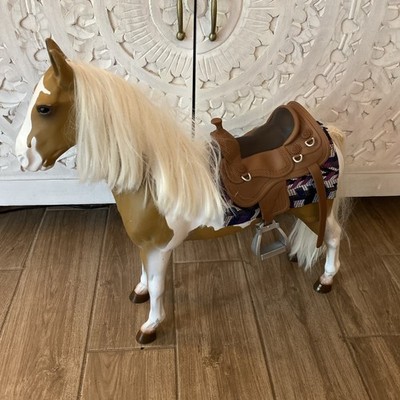 Vintage Our Generation ~ Lg 20'' Brown Horse w/Bridle Saddle & Pad Fits 18'' Dolls