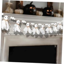 9 Ft Halloween Ghost Garland Fabric Cute Ghosts Banner Decor White