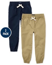 Children s Place 2 Pair Uniform Pants Khaki And Navy Pull On Joggers Size 14 NEW