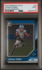 Jahmyr Gibbs 2024 Donruss Optic Black Pandora SSP /25 Lions PSA 9 Pop Low