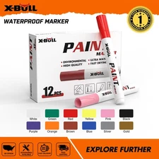 X-BULL Multicolor 12Pcs Waterproof Permanent Paint Marker Pen For Car Tyre Tire