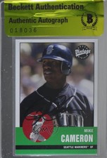 BAS 2001 Upper Deck Vintage Mike Cameron #63 Beckett Auth Sticker Auto 3c7