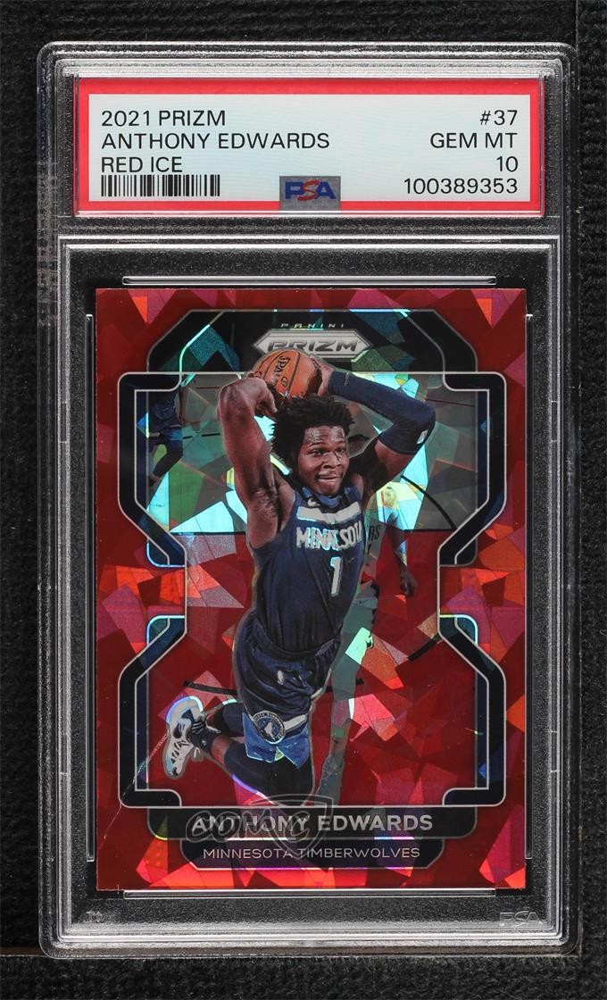 2021-22 Panini Prizm Red Ice Prizm Anthony Edwards #37 PSA 10 GEM MT