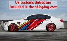 Car Side Wrap Racing Number Color Sticker Drift Livery Custom Graphics Decal