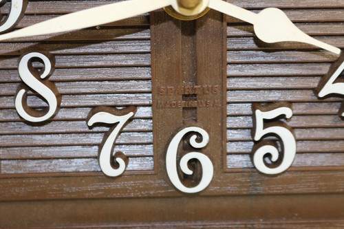 Vtg MCM Spartus Electric Wall / Counter Clock Faux Wood Hutch China Cabinet NICE - Picture 5 of 9