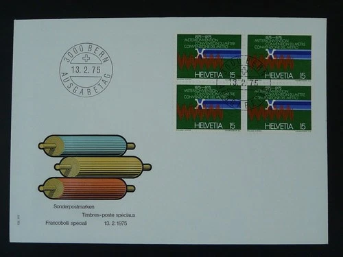 weights and measures Metre Convention FDC Switzerland 1975 (block of 4)