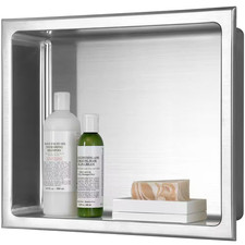 14 In. W X 12 In. H X 4 In. D Stainless Steel Bathroom Shower Wall Niche in Brus