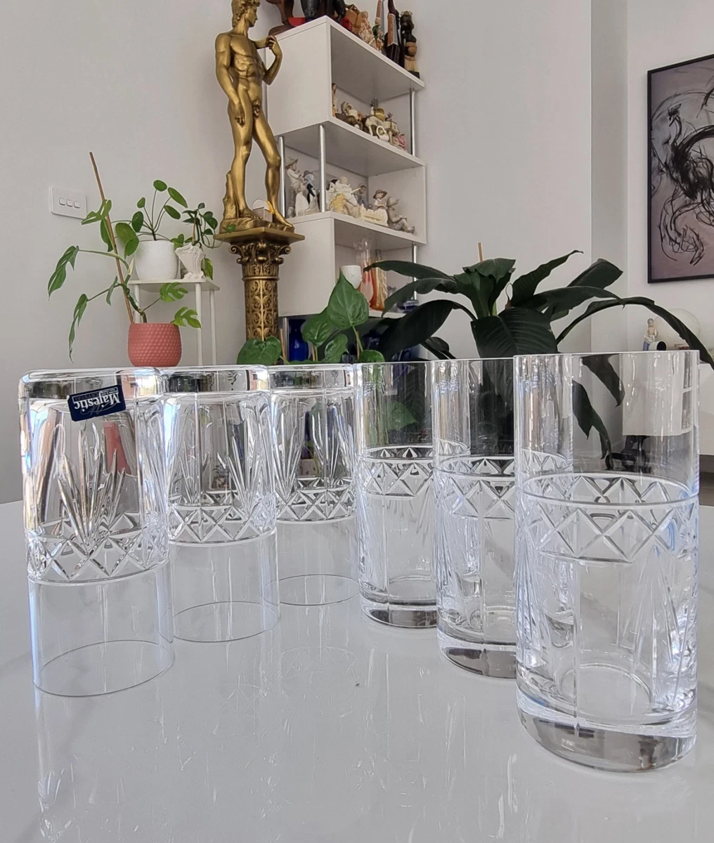 6 Bohemia Majestic Blown And Cut Full Lead Crystal  HIGHBALL Tumblers  350ml