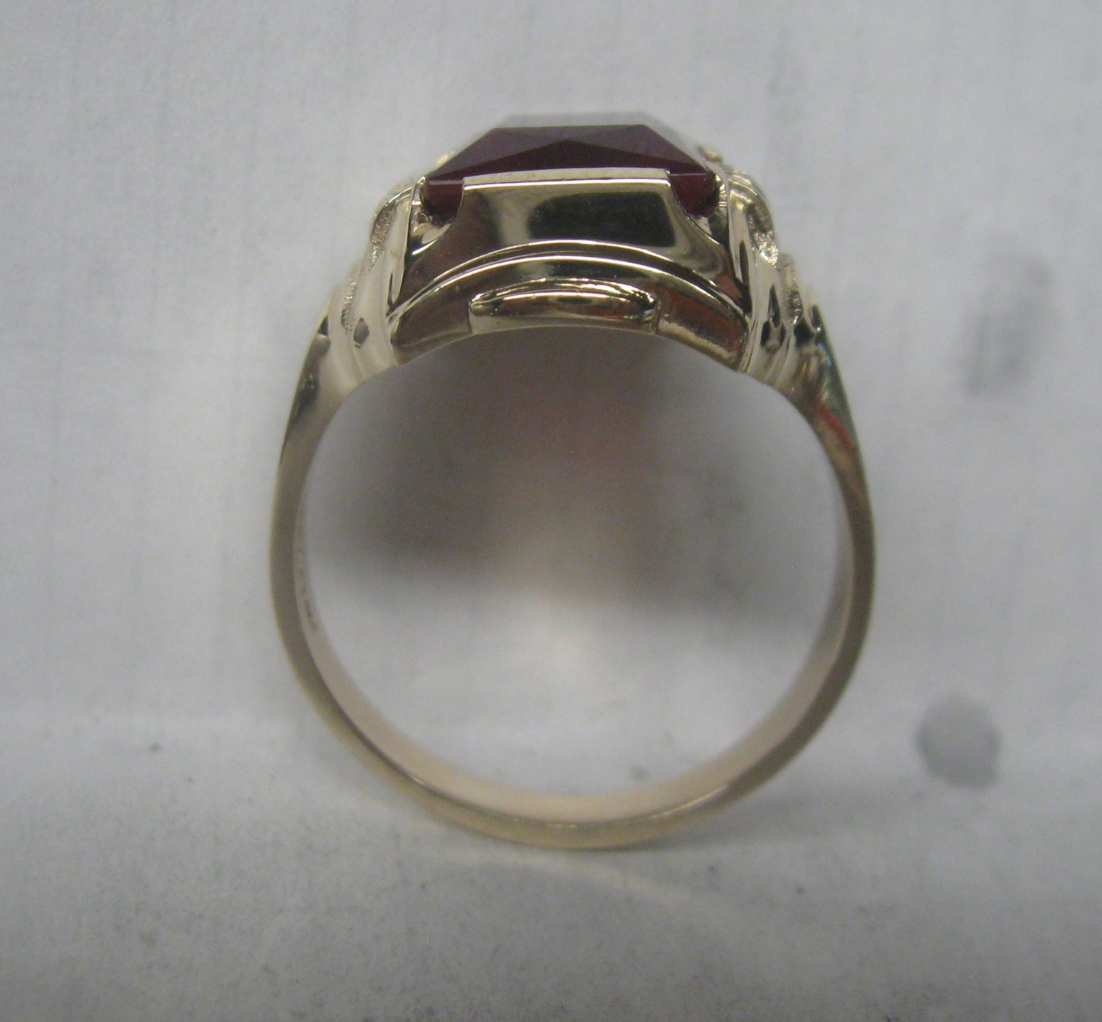MENS 10K SOLID GOLD SIMULATED RUBY RING 8 GRAMS S… - image 4